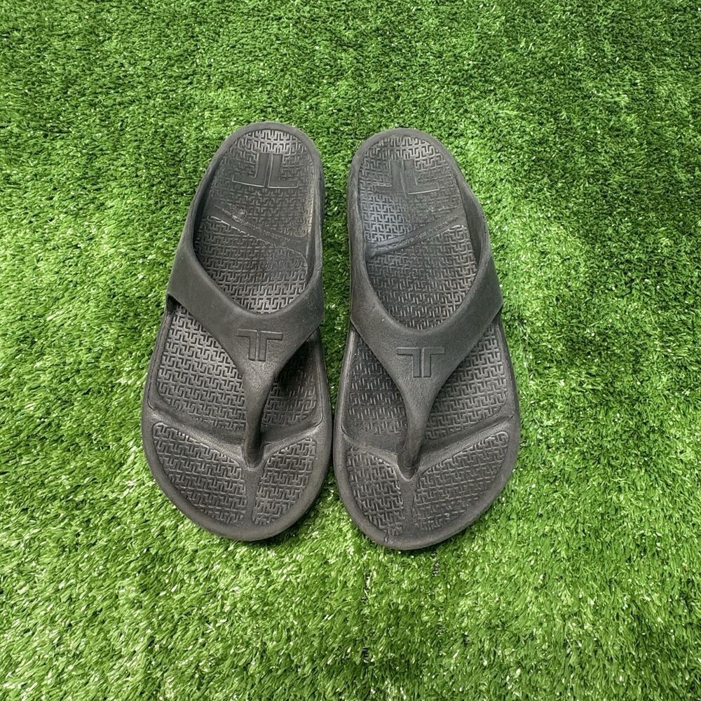 Womens XS Sz 7 Telic Energy Black Comfort Thong Flip Flop Recovery Sandals